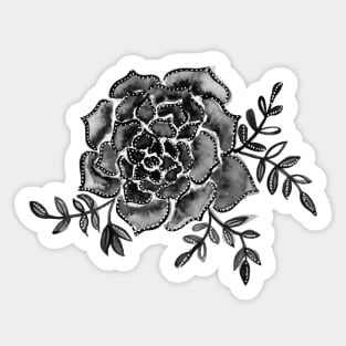 Watercolor houseleek - black and white Sticker